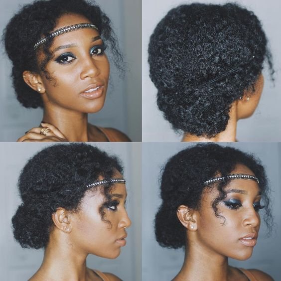 Penteado com coque e headband. Imagem: Reprodução/Pinterest